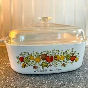 CORNING WARE SPICE OF LIFE “L’ECHALOTE La SAUGE” 4QT CASSEROLE DISH W LID